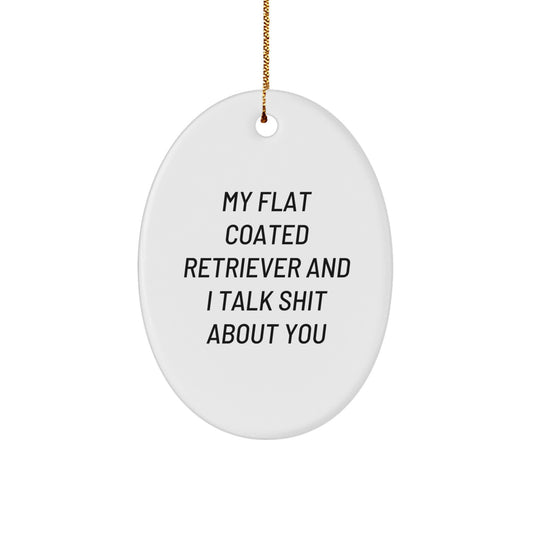 Flat Coated Retriever Dog Oval Ornament Funny Quote Gifts from Men to Friends for Christmas - Image 1