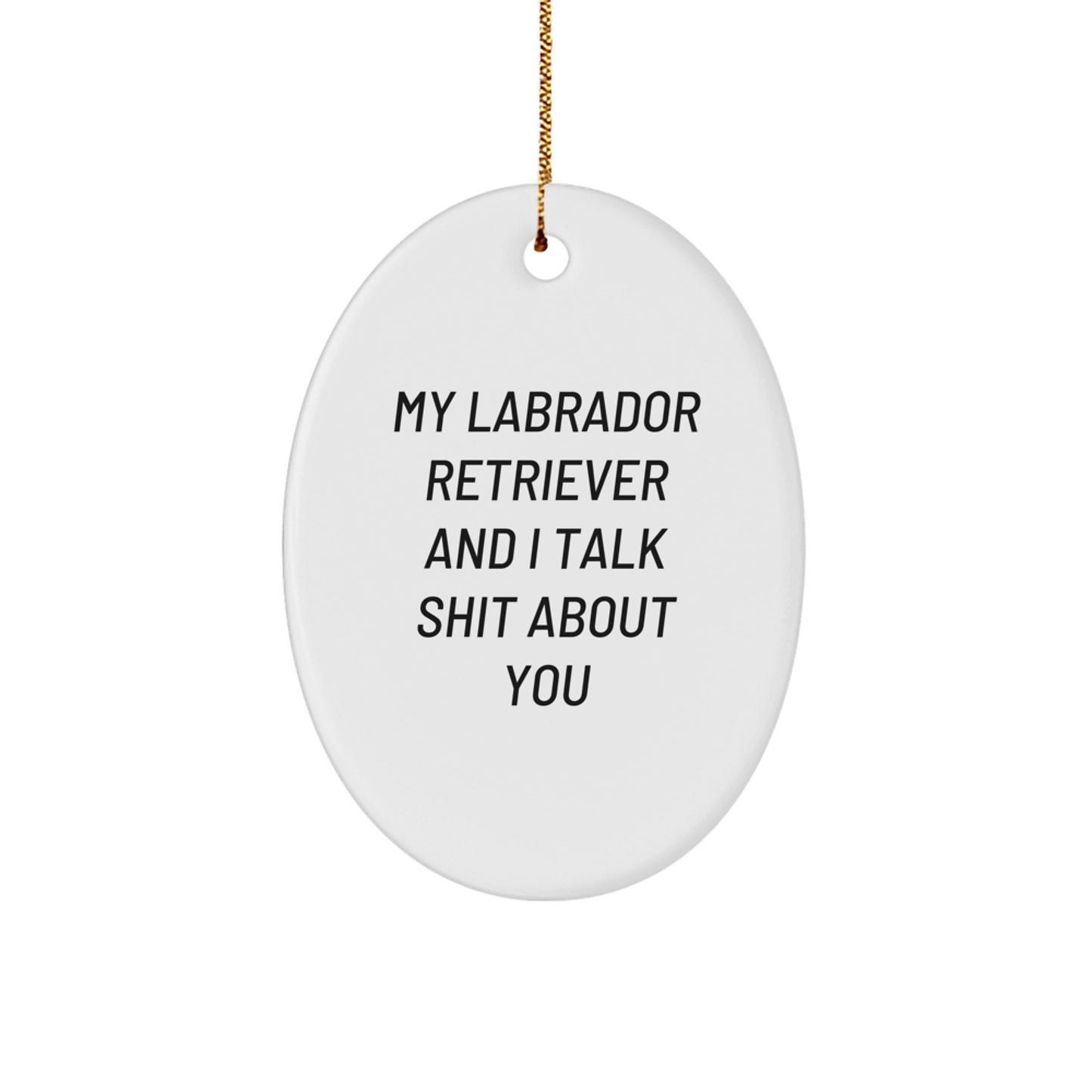 Funny Labrador Retriever Dog Gifts for Men, Christmas Unique Gifts from Friends, Oval Ornament with My Labrador Retriever And I Talk Shit About You Quote - Image 1