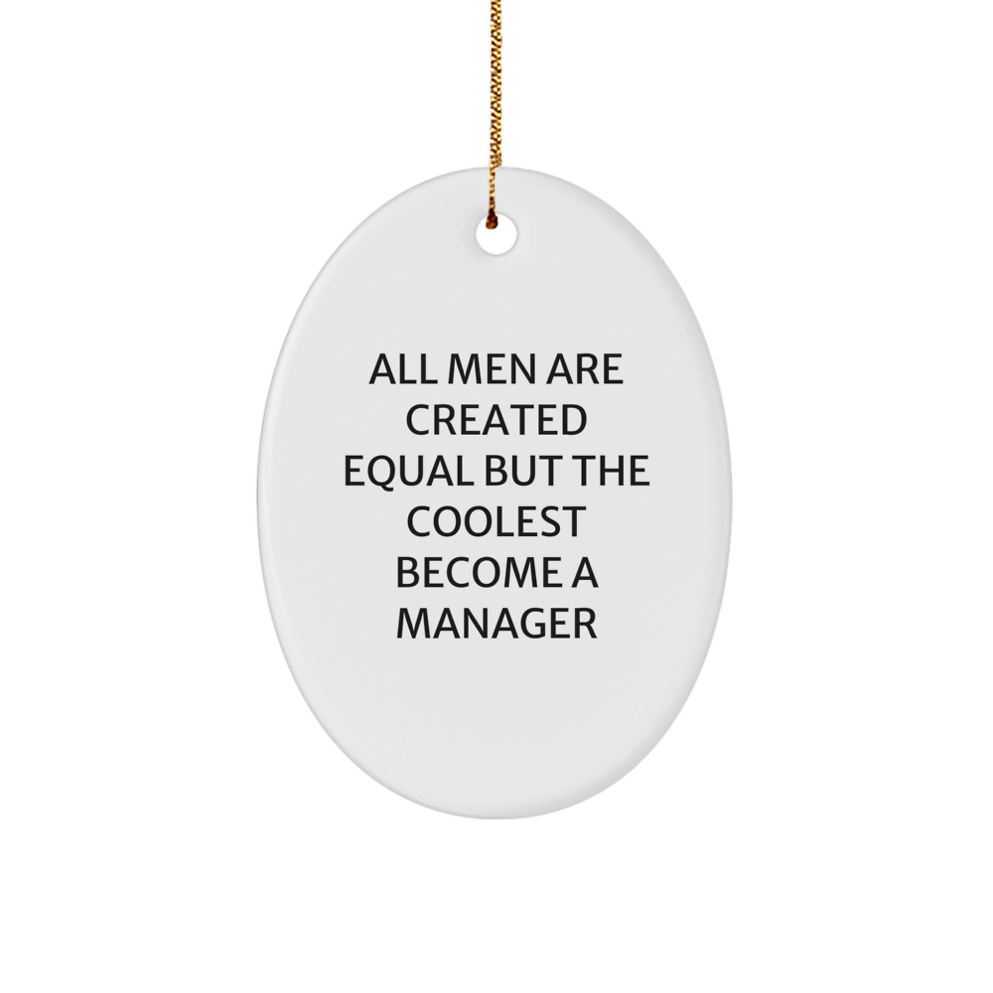 Funny Oval Ornaments for Manager Gifts, Christmas Unique Gifts from Men, Manager Decorations for Offices, 'All Men Are Created Equal But The Coolest Become A Manager' MDF Wall Art - Image 1