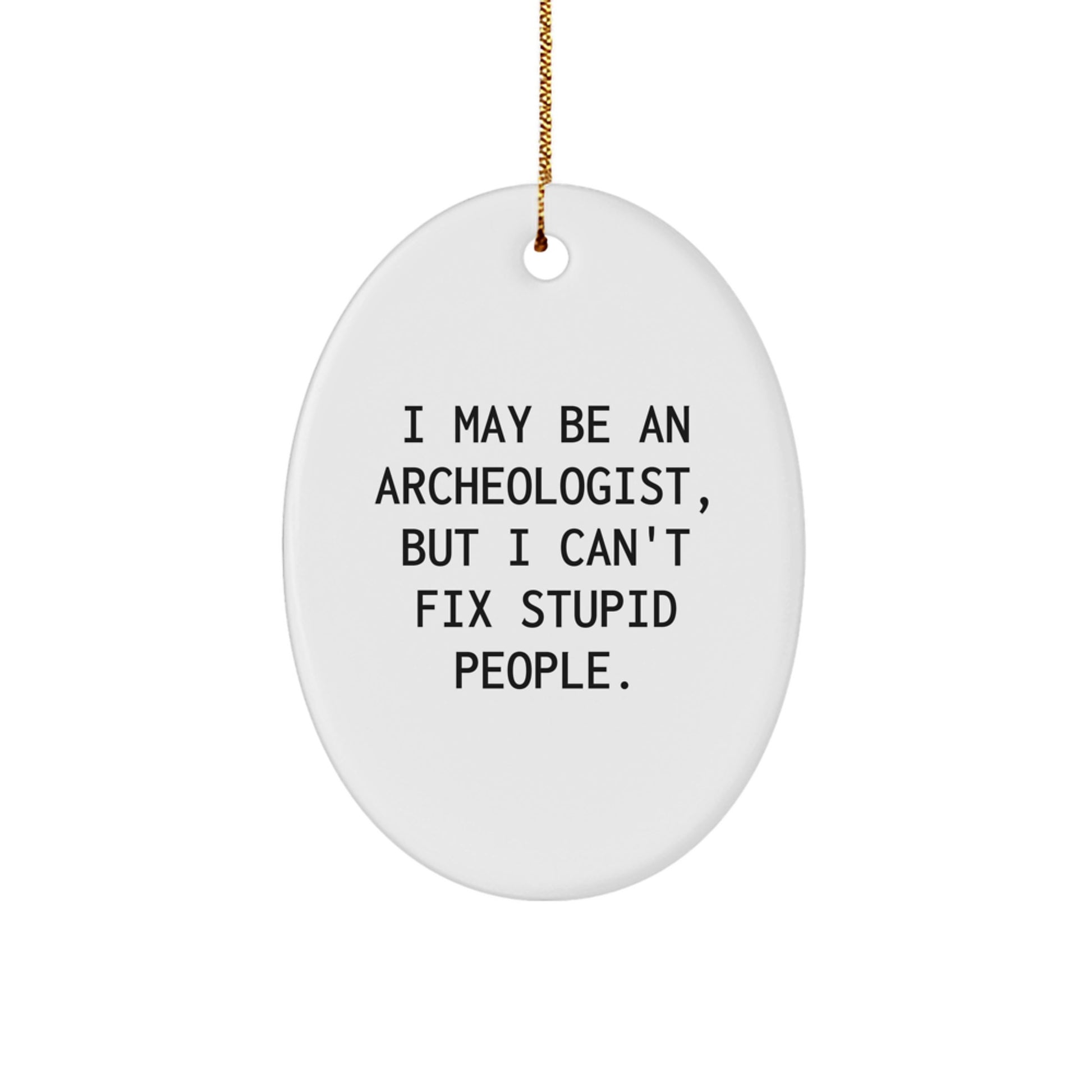 Funny Archeologist Gifts from Friends for Christmas Unique Oval Ornament I May Be An Archeologist, But I Can't Fix Stupid People. - Image 1