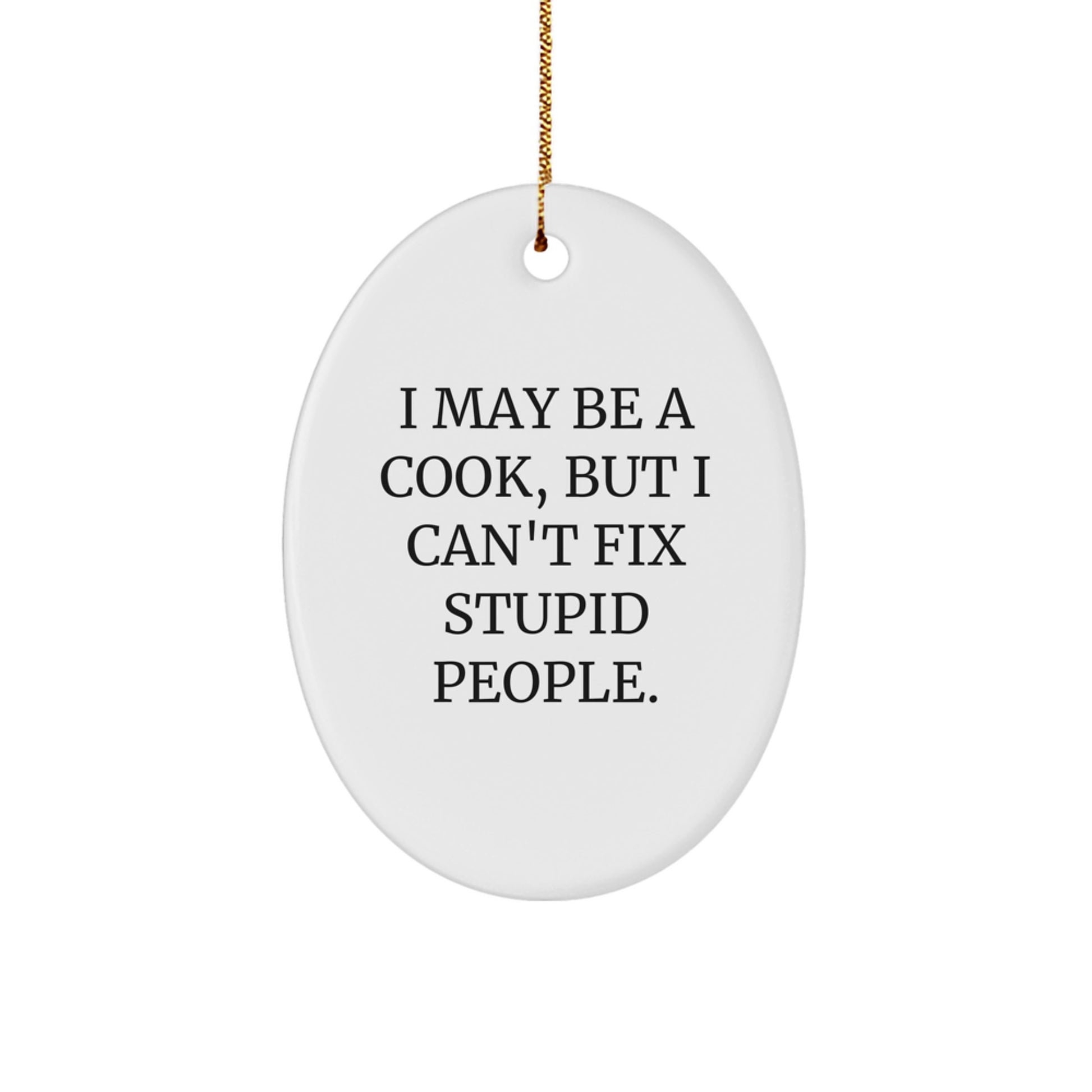 Funny Cook Gifts from Men to Family Members - Oval Ornament I May Be A Cook, But I Can't Fix Stupid People., - Image 1