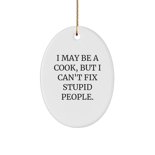 Funny Cook Gifts from Men to Family Members - Oval Ornament I May Be A Cook, But I Can't Fix Stupid People., - Image 1