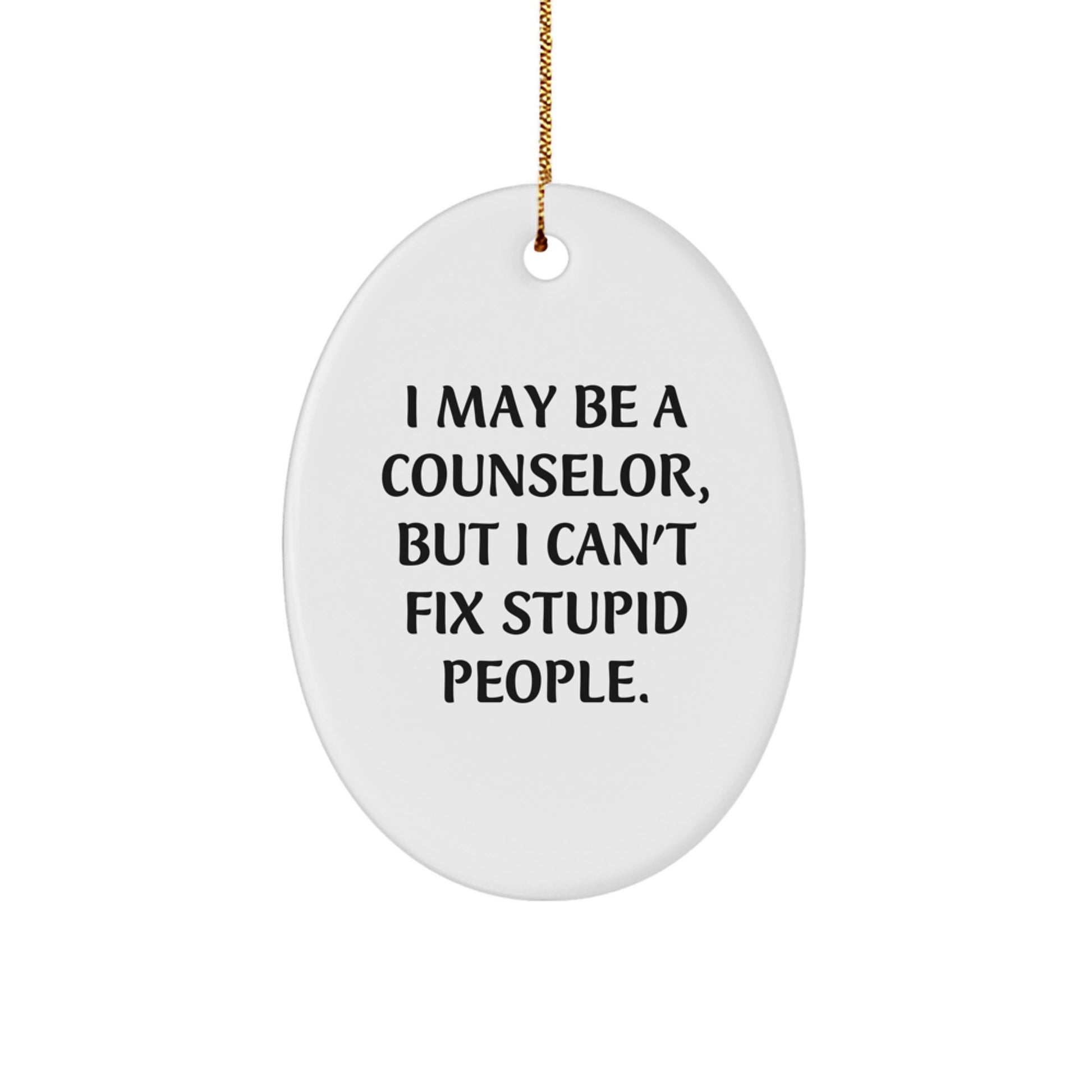 Funny Counselor Gifts from Friends - Oval Ornament I May Be A Counselor But I Cant Fix Stupid People Christmas Decorations - Image 1