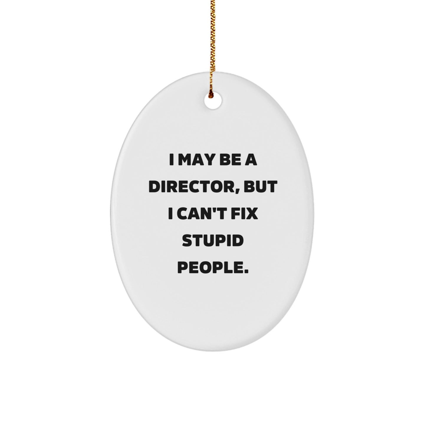 Funny Director Oval Ornament for Men, Gifts from Friends to Director, Christmas Unique Decorations, I May Be A Director, But I Can't Fix Stupid People. - Image 1