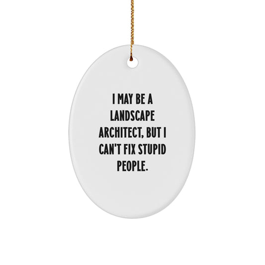 Funny Landscape Architect Gifts for Men - Oval Ornament with I May Be a Landscape Architect But Cant Fix Stupid People Humor, Gifts from Men to Coworkers, Christmas Unique Gifts - Image 1
