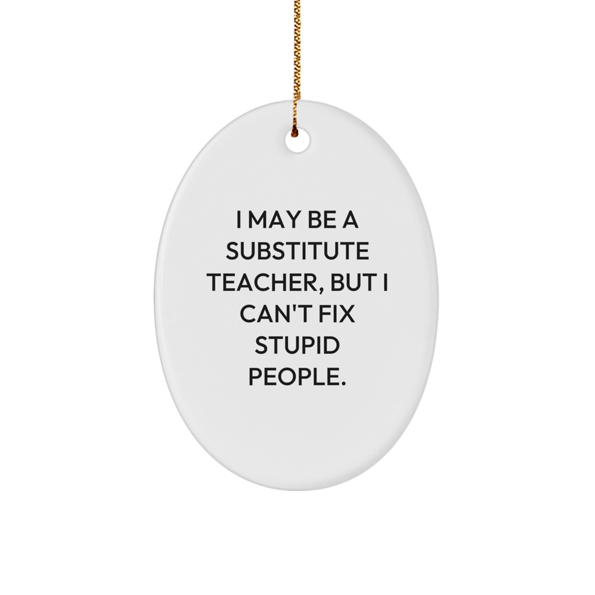 Funny Substitute Teacher Oval Ornament Gifts from Friends for Christmas Unique Decorations - Image 1