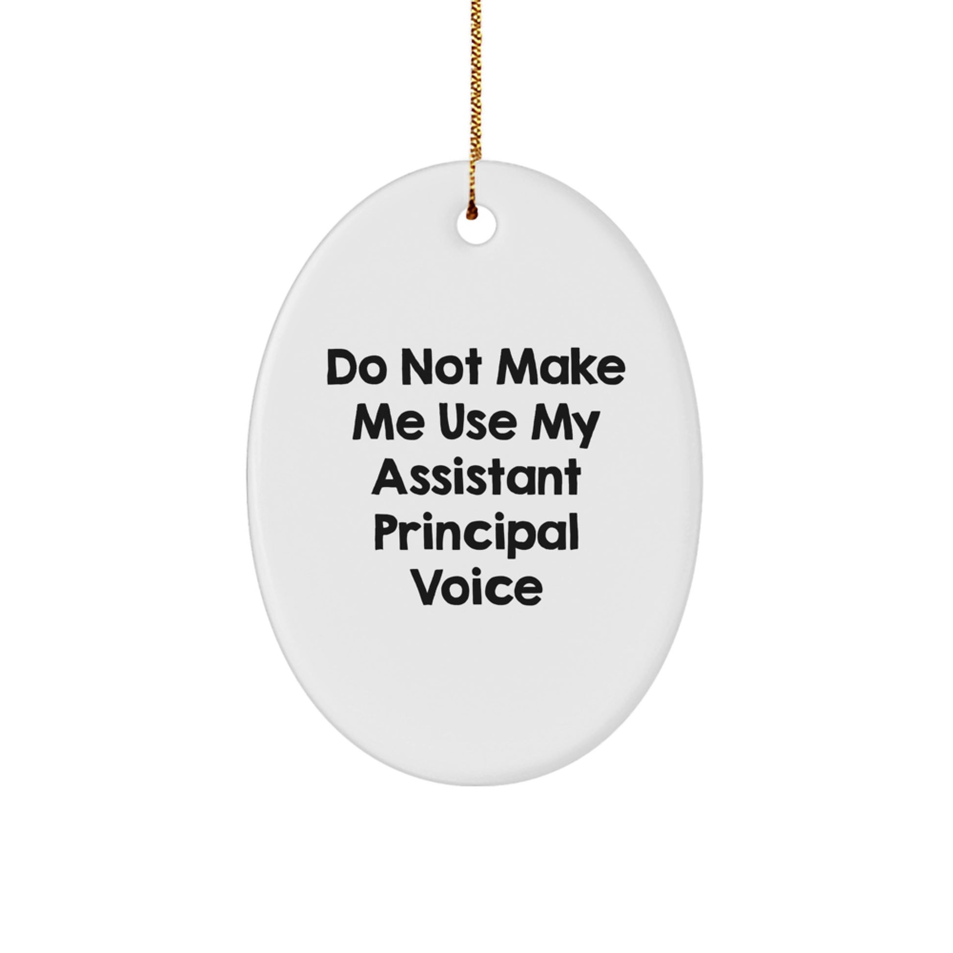 Funny Assistant Principal Gifts for Men Christmas Oval Ornament Gifts from Friends - Do Not Make Me Use My Assistant Principal Voice - Image 1