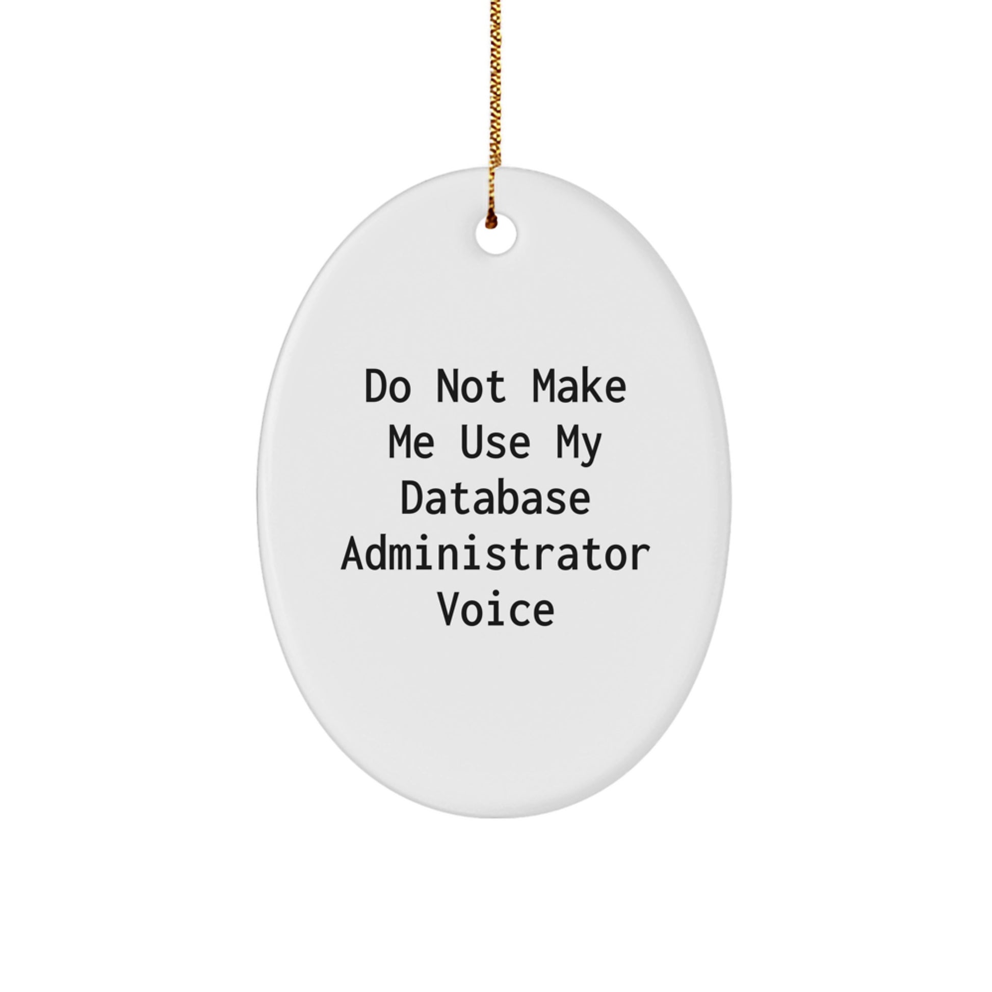 Funny Database Administrator Christmas Unique Gifts, Oval Ornaments for Friends, Family, Coworkers - Do Not Make Me Use My Database Administrator Voice - Image 1