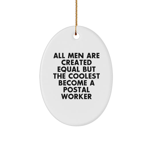 Funny Postal Worker Oval Ornament Gifts from Men to Men, Unique Christmas Memorable Presents for Postal Worker, Oval Shaped MDF Decorations - Image 1