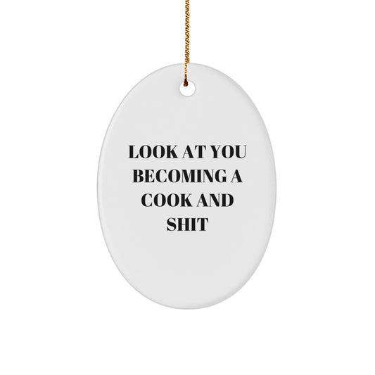 Funny Cook Oval Ornament Gifts for Men from Women on Christmas Unique - Image 1