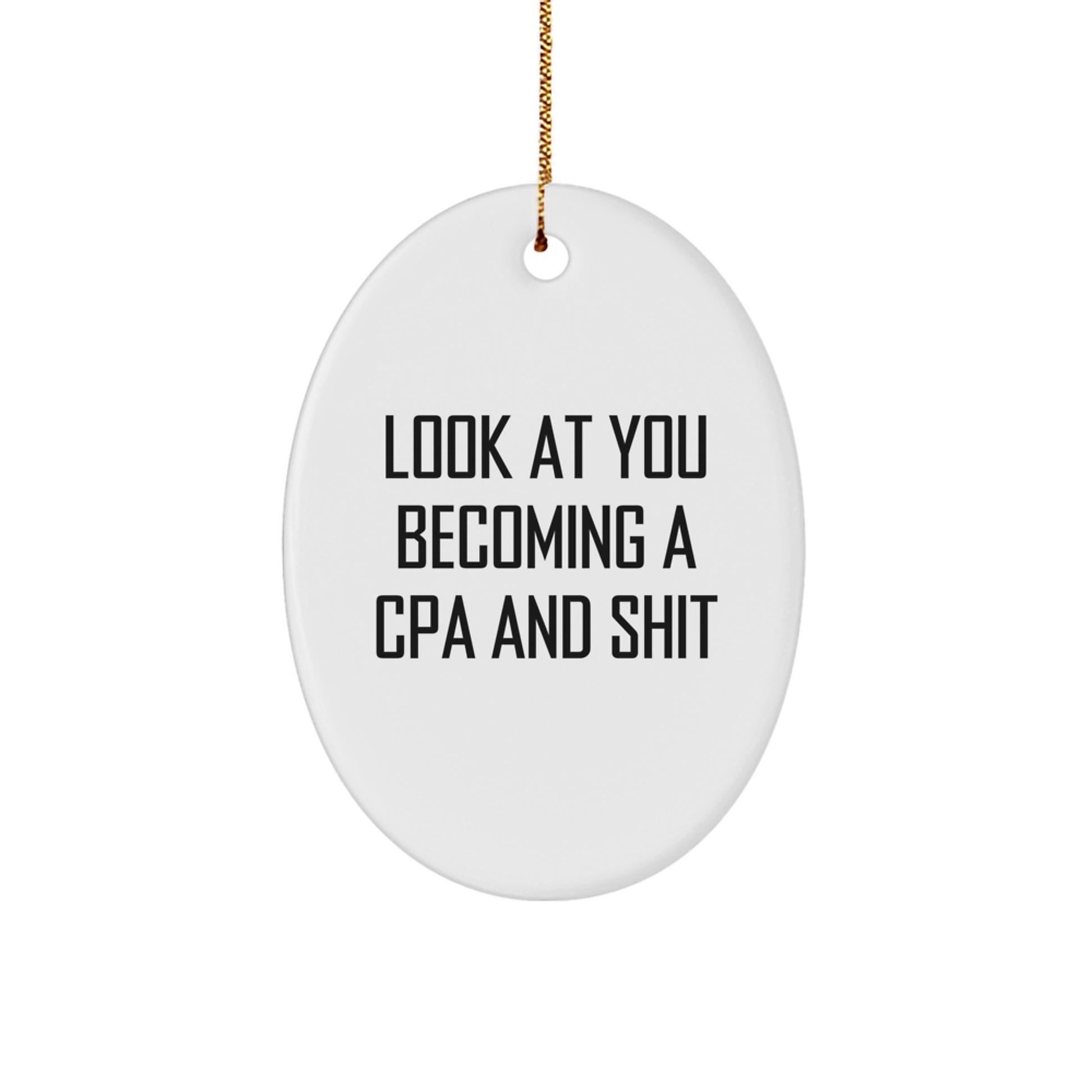 Funny CPA Gifts for Men, Oval Ornament for Christmas Unique Gifts from Friends, 'Look At You Becoming A CPA' Decorations - Image 1