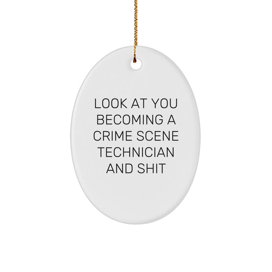 Funny Crime Scene Technician Gifts for Men, Unique Oval Ornament from Friends for Christmas Decor - Image 1