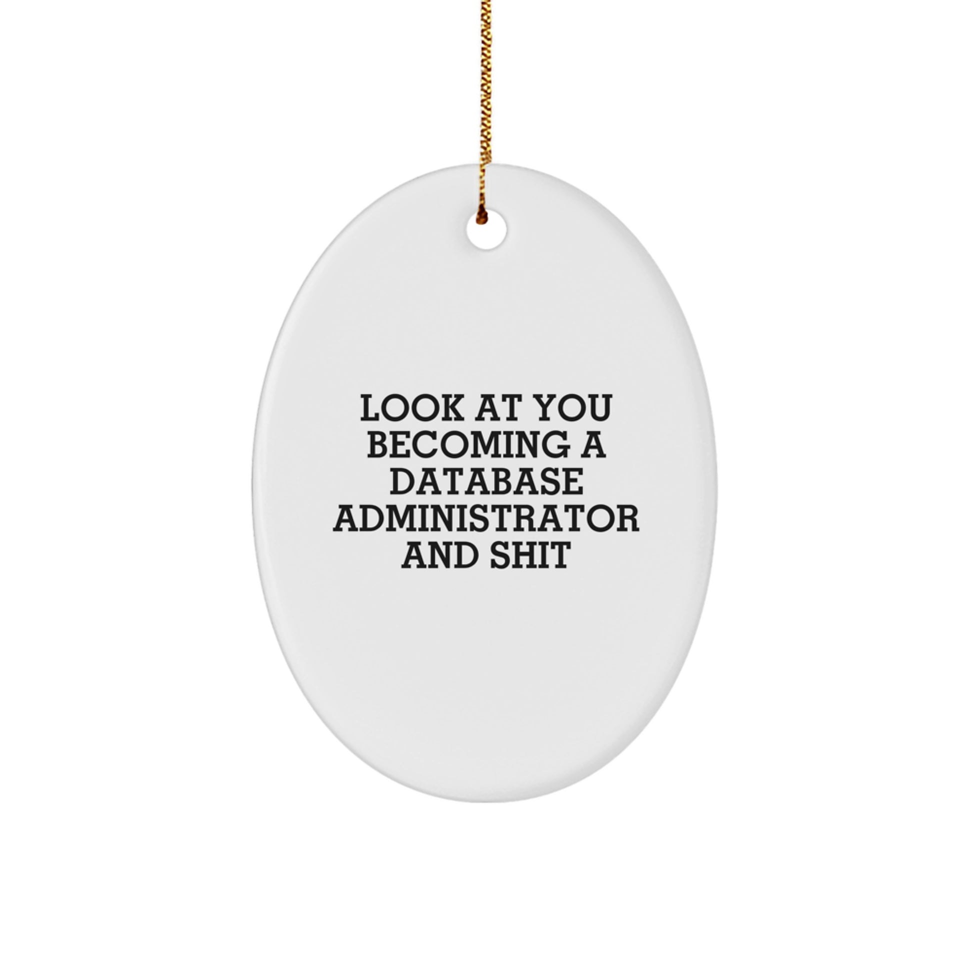 Funny Database Administrator Gift, Oval Ornament, Look At You Becoming A Database Administrator And Shit, Christmas Unique Gifts from Friends to Database Administrator - Image 1