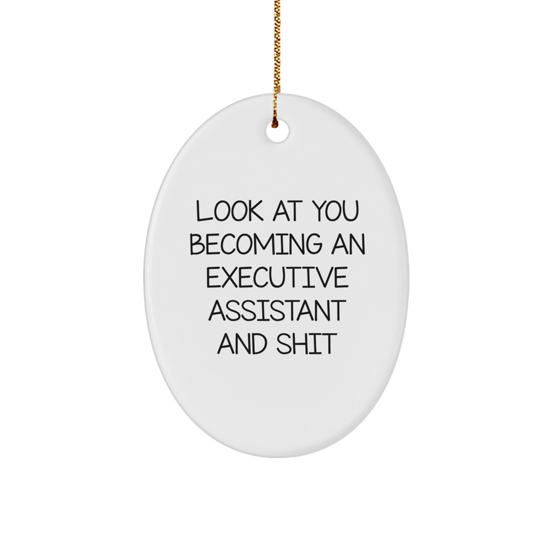 Funny Executive Assistant Gifts from Friends, 'Look At You Becoming An Executive Assistant And Shit' Oval Ornament for Christmas - Image 1