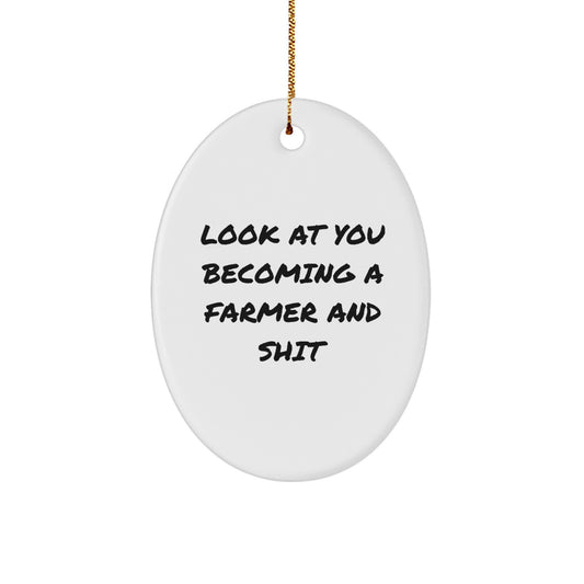 Funny Farmer Oval Ornament Gifts from Friends to Men, Women, or Family - Christmas Unique Gifts for Farmer Enthusiasts - Image 1