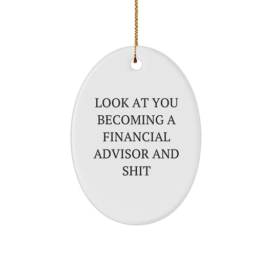 Funny Financial Advisor Oval Ornament Gifts from Friends to Family for Christmas Unique Presents - Image 1