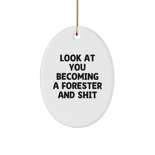 Funny Forester Oval Ornaments Gifts from Friends, Unique Christmas Decorations for Forester Enthusiasts, Oval Ornament for Men, Women, Friends, Family, and Coworkers - Image 1