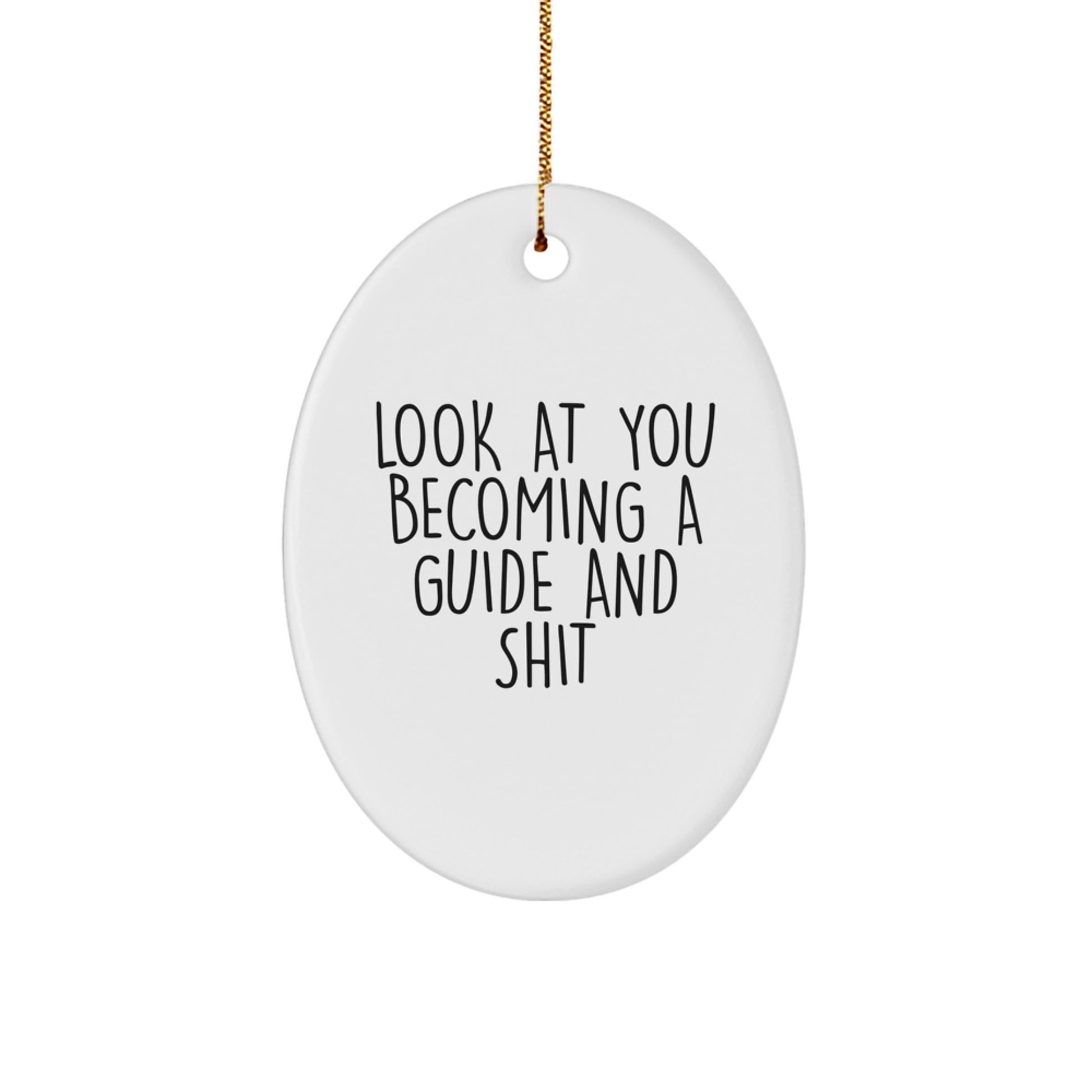 Funny Guide Gifts for Men - Oval Ornament - Look At You Becoming A Guide And Shit, Guide Decor for Office, Christmas Unique Gifts from Friends, Family, Coworkers - Image 1