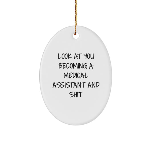 Funny Medical Assistant Oval Ornament Gifts from Friends for Medical Assistants Christmas Unique Decorations - Image 1