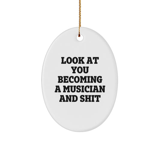 Funny Musician Oval Ornament Gifts from Friends for Musician Men - White Oval Shaped Decorative Figurine - Image 1