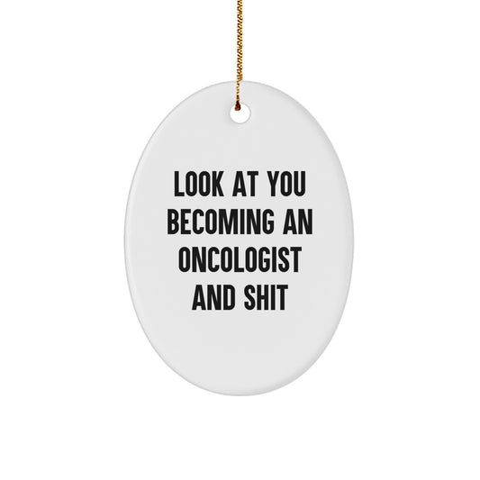 Funny Oncologist Oval Ornament Gifts from Friends for Family Christmas Unique - Image 1