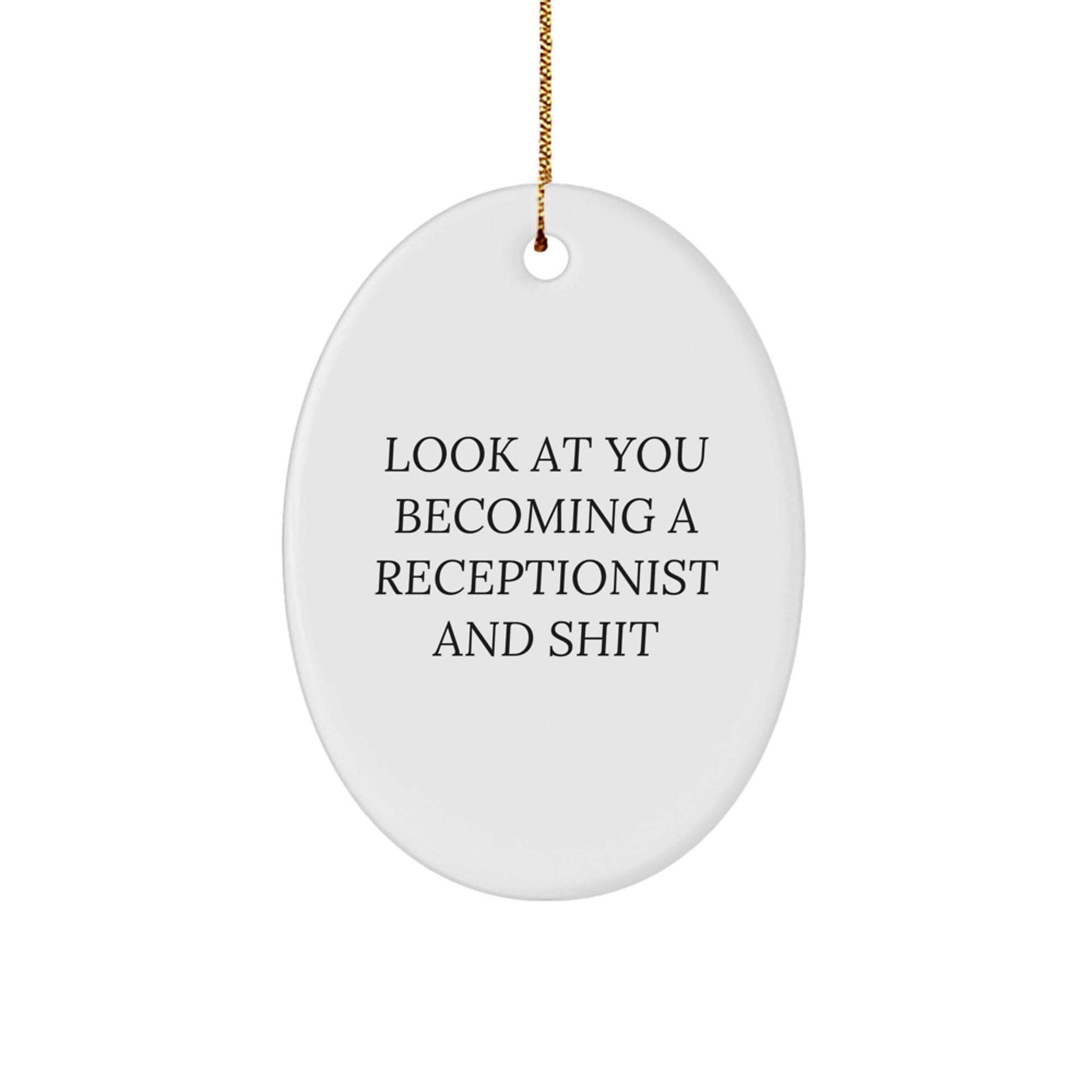 Funny Receptionist Gifts from Friends Oval Ornament for Christmas Unique Receptionist Desk Decorations - Image 1