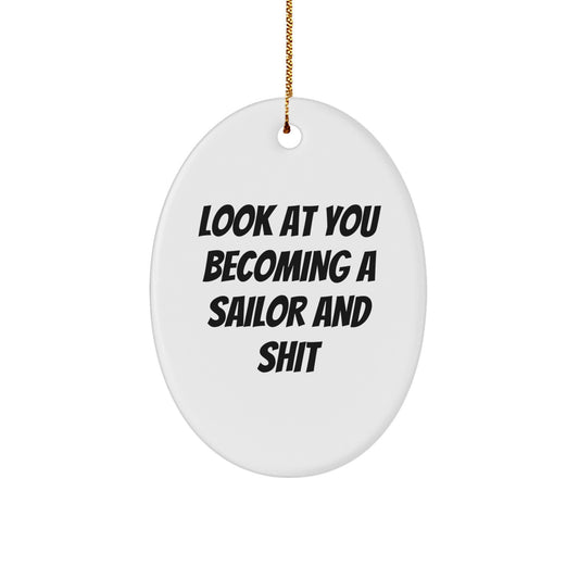 Funny Sailor Oval Ornament Gifts from Friends for Men Christmas Unique Presents - Image 1