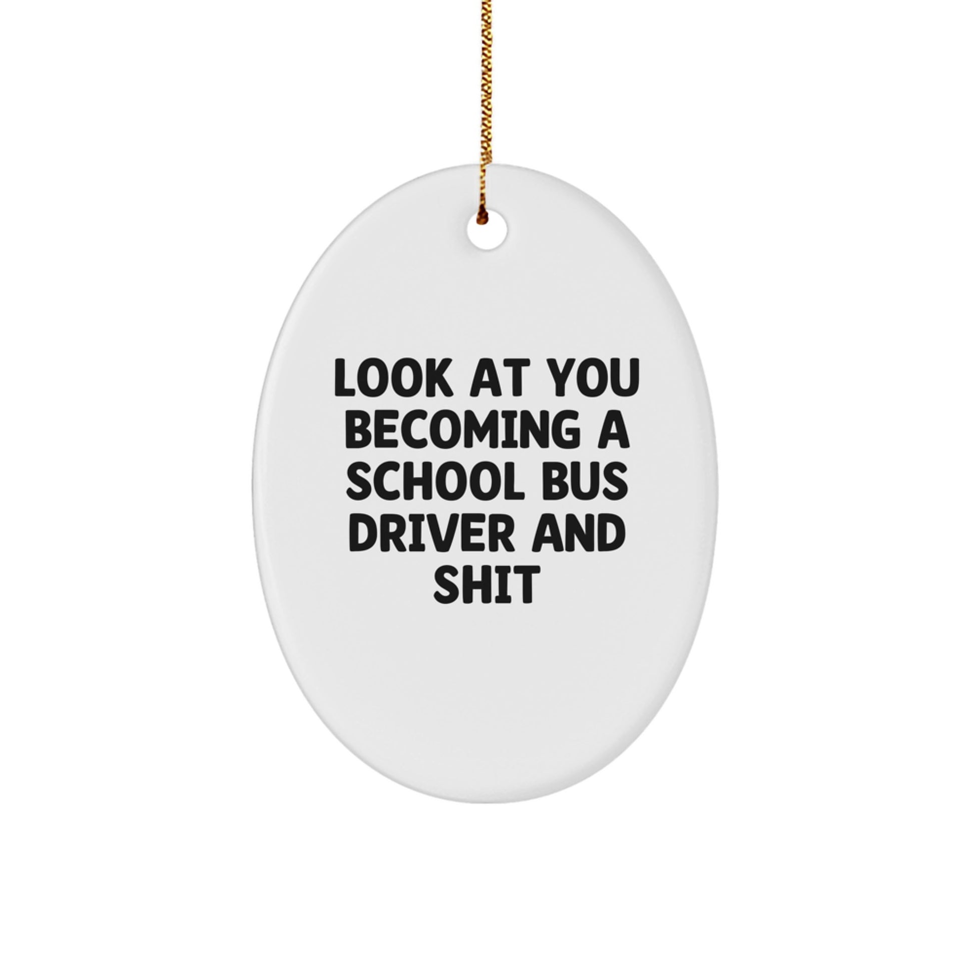 Funny Gifts for School Bus Driver, Oval Ornament School Bus Driver Decorations, Christmas Unique Gifts from Friends to School Bus Driver - Image 1