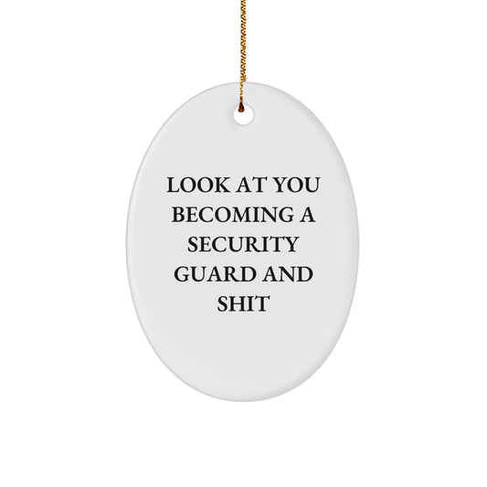 Funny Security Guard Oval Ornament Gifts for Men from Friends, Humorous Security Guard Christmas Unique Gifts - Image 1