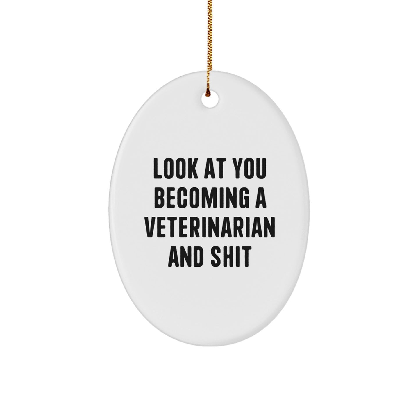 Funny Veterinarian Gifts for Christmas, Oval Ornament with Inspirational Quote for Veterinary School Graduates, Gifts from Friends and Family - Image 1