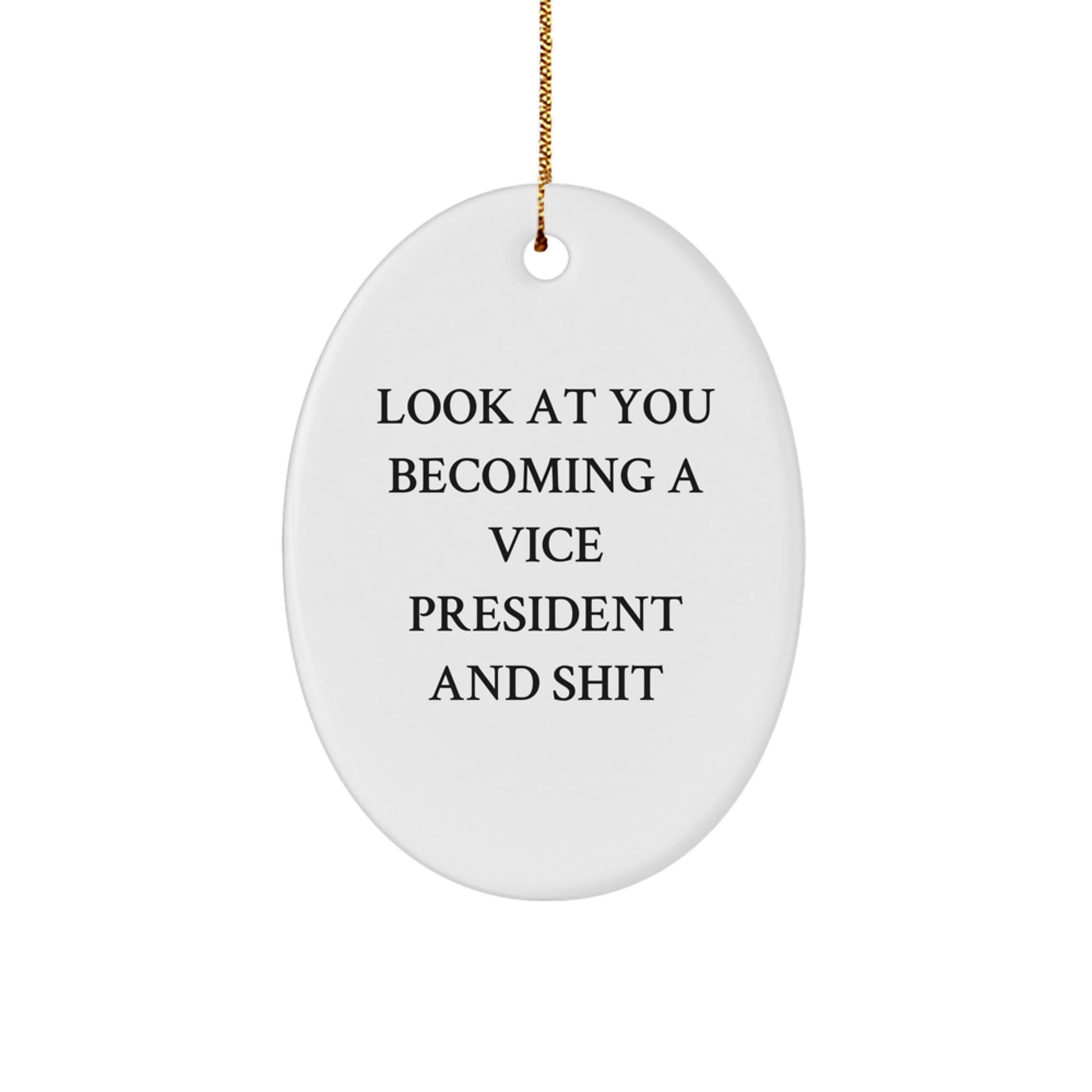 Funny Vice President Oval Ornament, Gifts from Friends, for Christmas Decor, Look At You Becoming A Vice President And Shit - Image 1