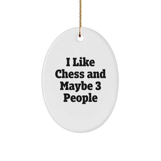 Funny Chess Oval Ornament Gifts for Friends, Unique Christmas Decorations from Men, Oval Shaped Chess Decor for Desk, Table or Mantle - Image 1