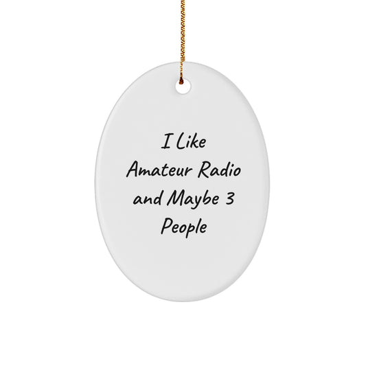 Amateur Radio Oval Ornament Gifts from Friends for Christmas - 'I Like Amateur Radio And Maybe 3 People' - Image 1
