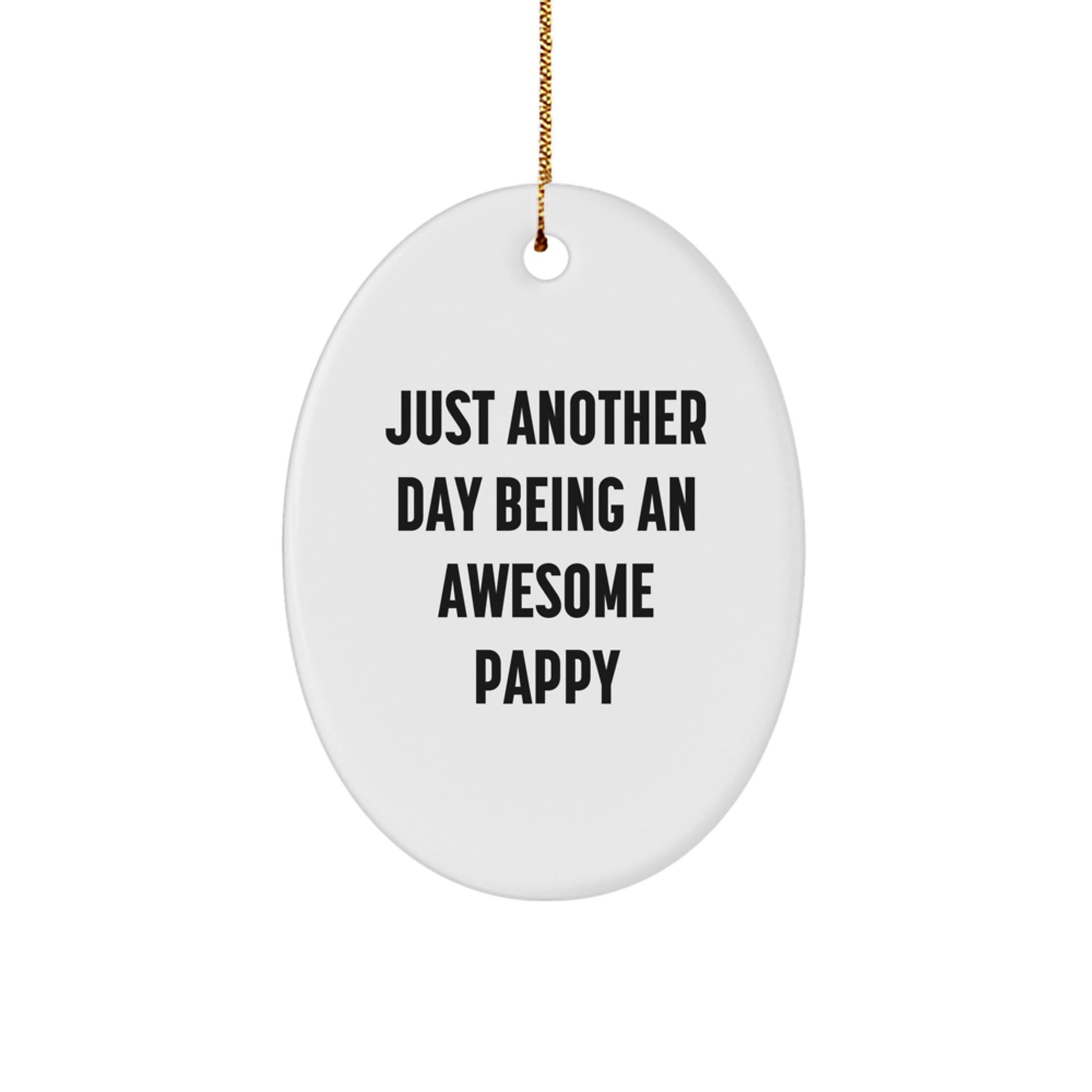 Funny Pappy Gifts from Men for Family Members - Oval Ornament with Inspirational Quote 'Just Another Day Being' - Christmas Unique Presents - Image 1