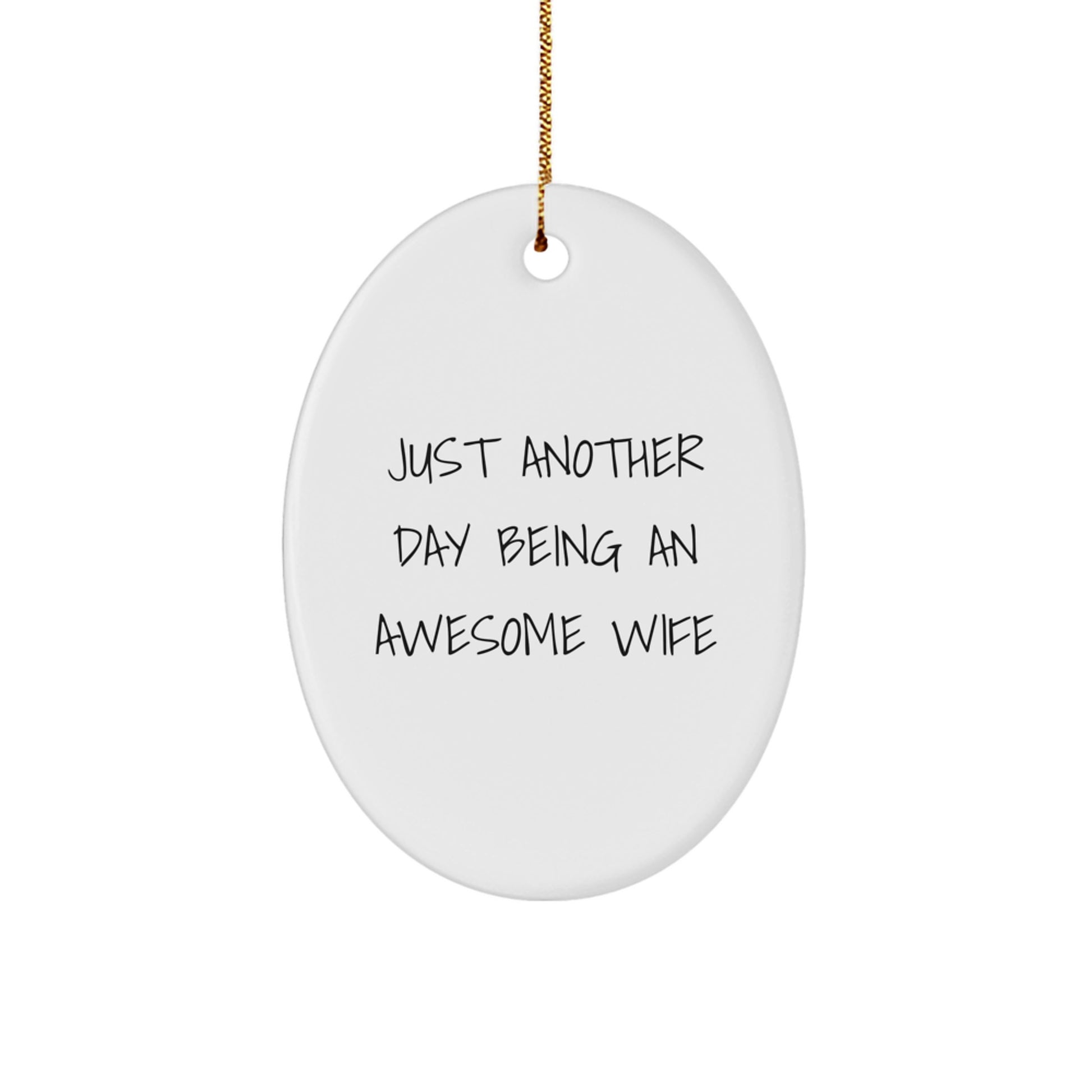 Wife Gifts from Men, Funny Oval Ornament with Just Another Day Being An Awesome Wife Quote for Wife, Christmas Unique Gifts - Image 1