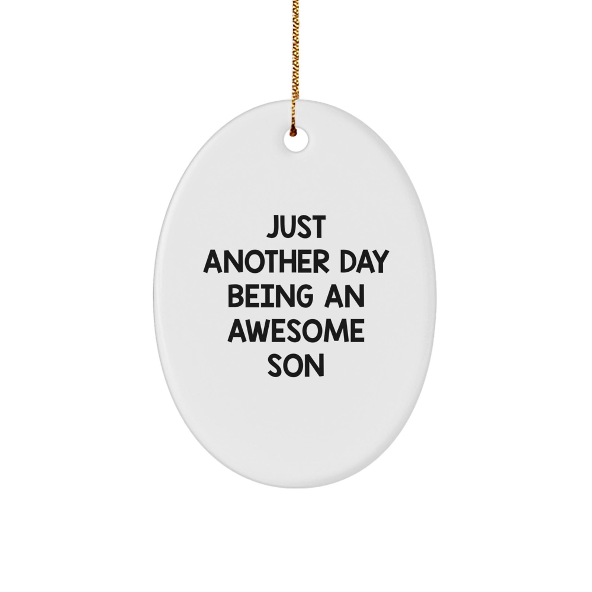 Funny Quote Son Gifts Oval Ornament for Teenage Boys Men, Christmas Unique Gifts from Family - Image 1