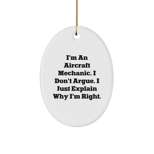 Aircraft Mechanic Oval Ornament Funny Gift for Men from Friends, Funny Aircraft Mechanic Christmas Unique Gifts, Oval Ornament Quote, Gifts for Aircraft Mechanic - Image 1