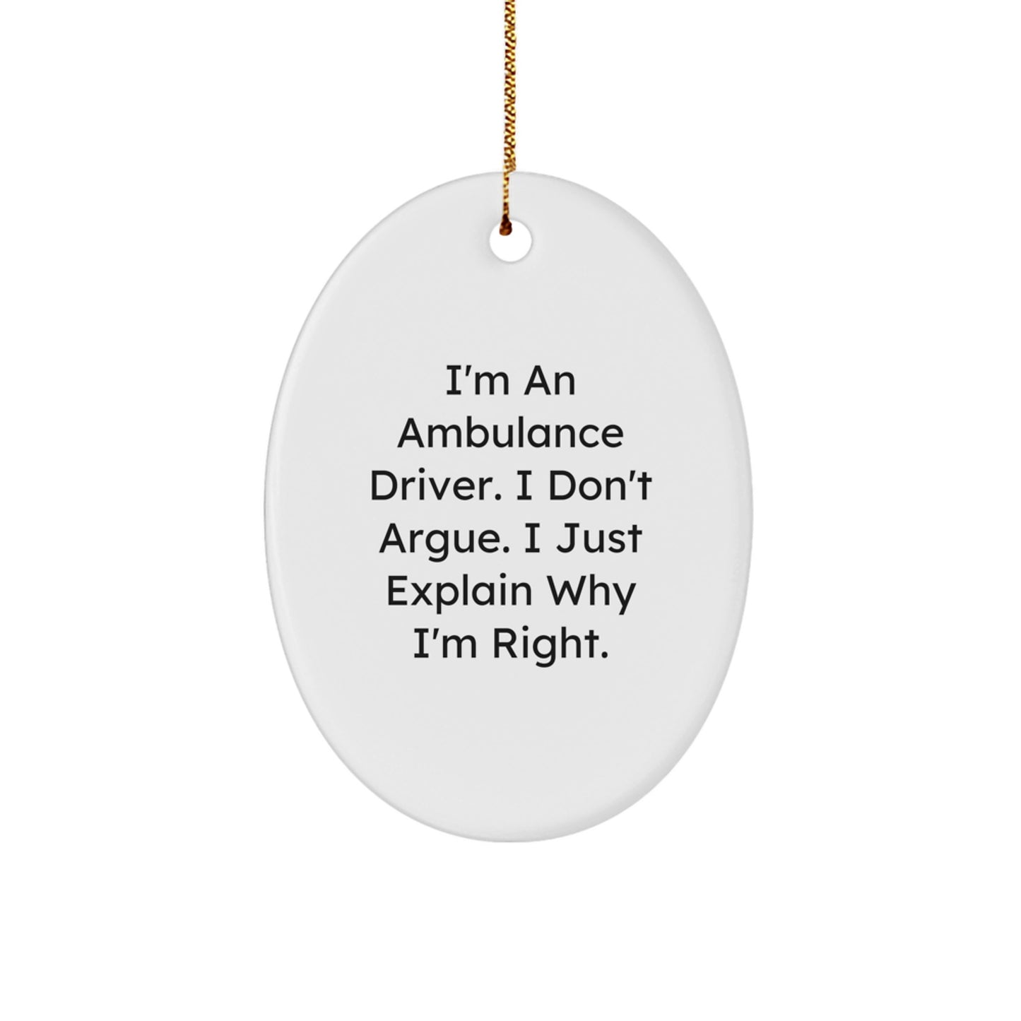 Christmas Ambulance Driver Oval Ornament Gifts from Friends for Ambulance Driver Men - Image 1