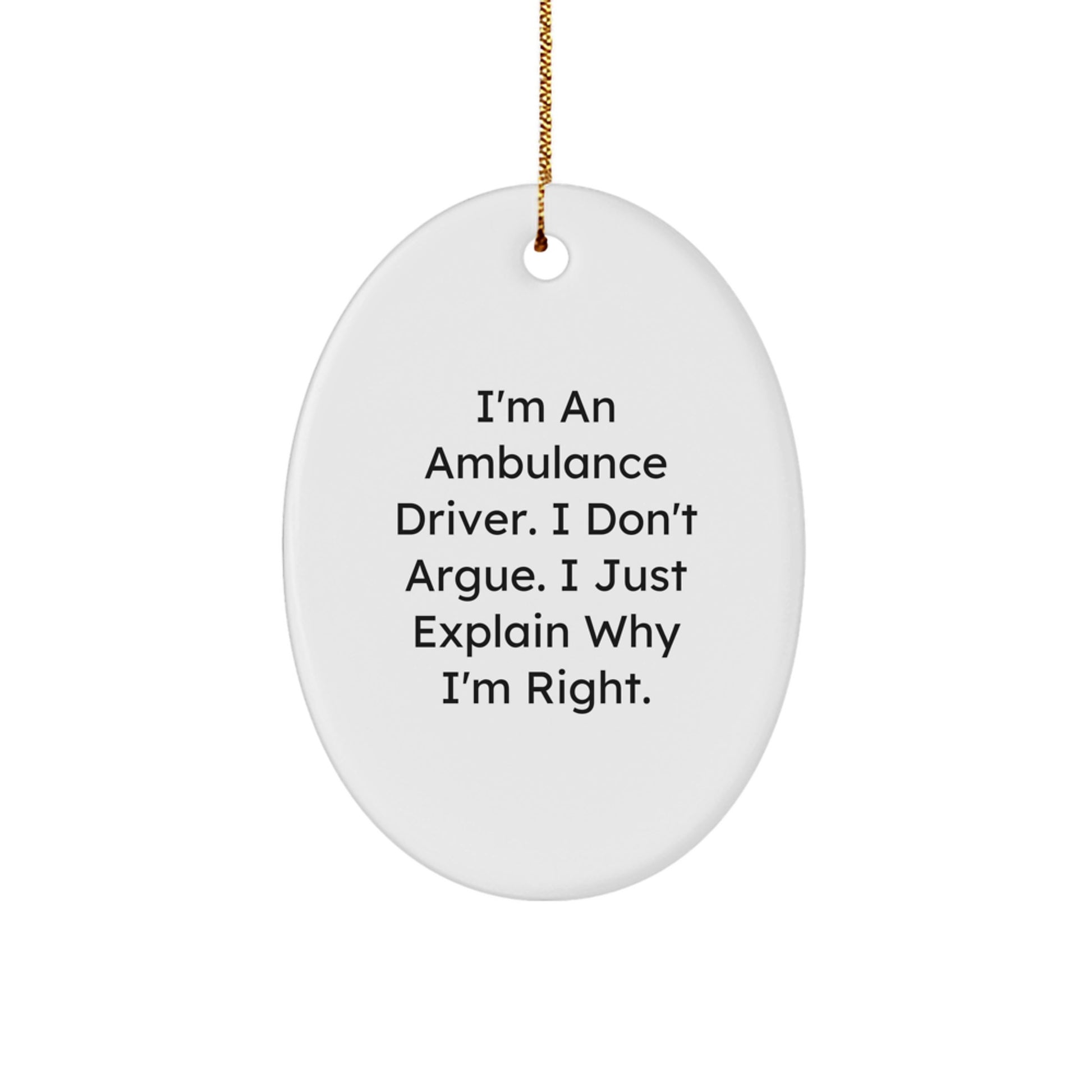 Christmas Ambulance Driver Oval Ornament Gifts from Friends for Ambulance Driver Men - Image 1