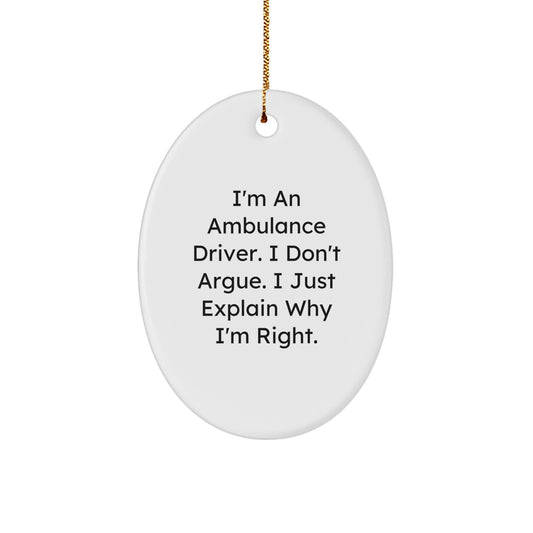 Christmas Ambulance Driver Oval Ornament Gifts from Friends for Ambulance Driver Men - Image 1