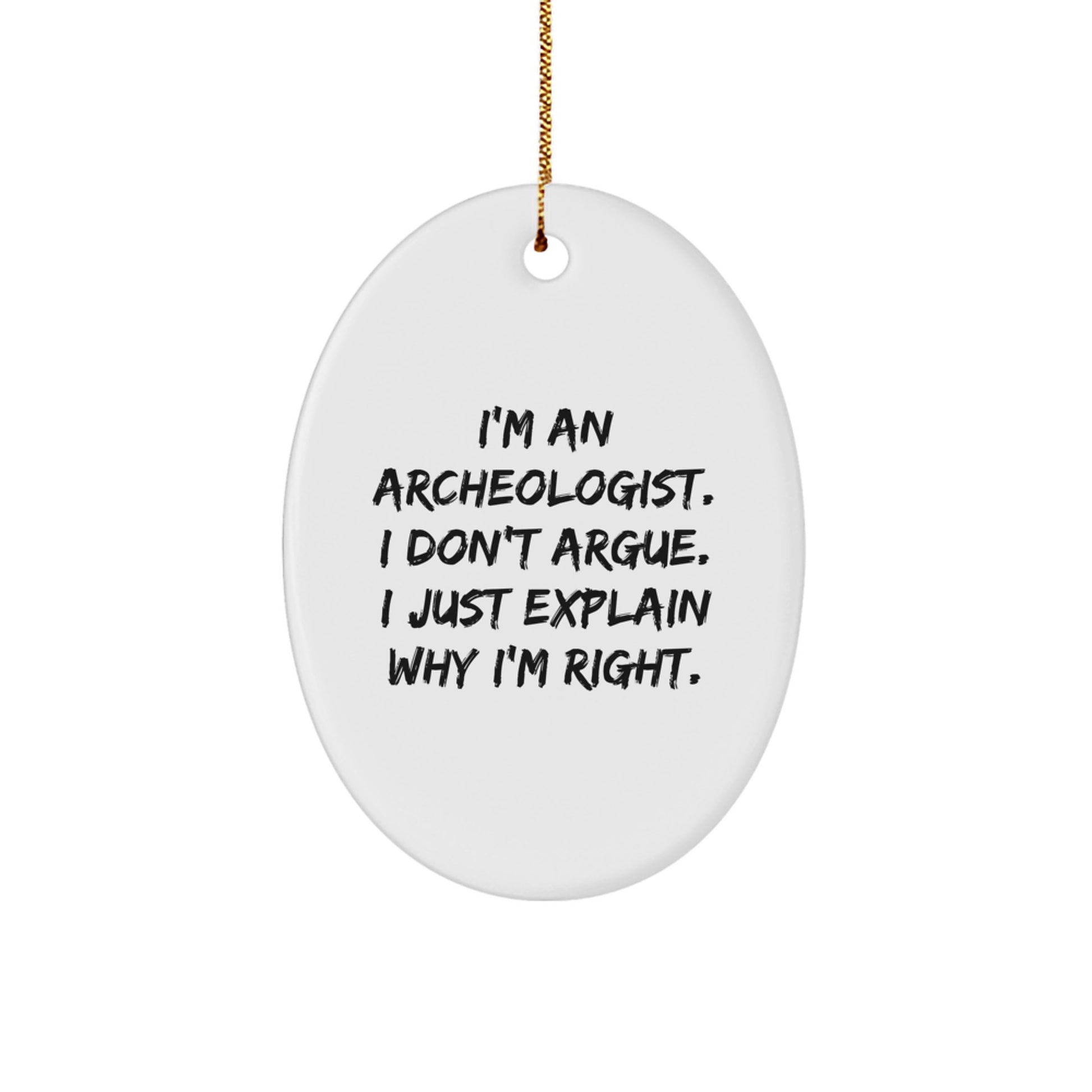 Funny Archeologist Oval Ornament Gifts from Men to Archeologists, Archeologist Friends, and Family for Christmas Unique Decorations - Image 1