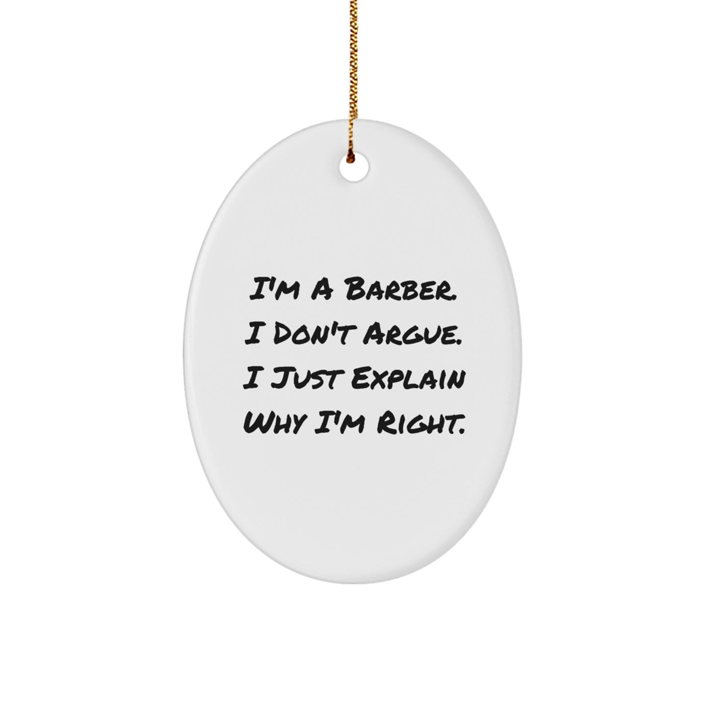 Funny Barber Decor, Oval Ornament Gifts from Men to Barber Friends for Christmas Unique - Image 1