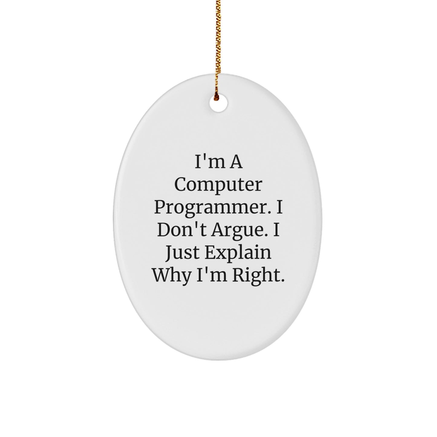Funny Computer Programmer Oval Ornament Gifts from Friends for Men Christmas Unique - Image 1