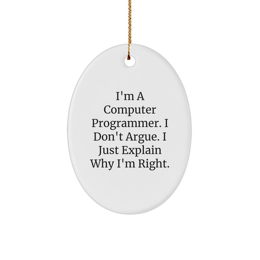 Funny Computer Programmer Oval Ornament Gifts from Friends for Men Christmas Unique - Image 1