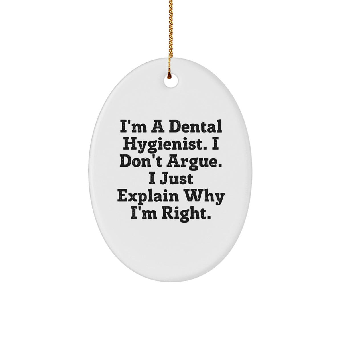 Dental Hygienist Oval Ornament for Him I Don't Argue Christmas Unique Gift - Image 1