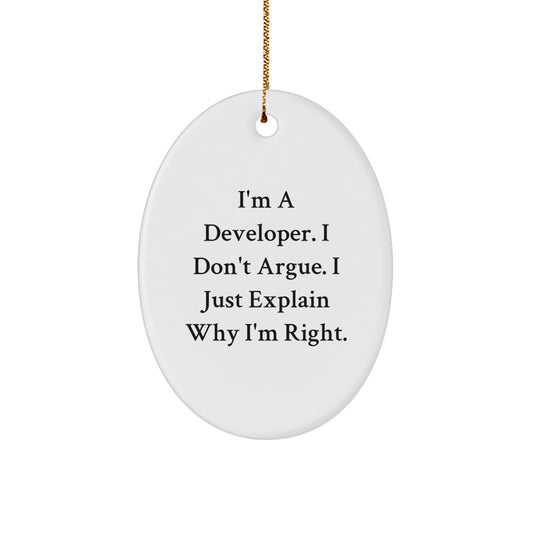 Christmas Gift Developer Ornament - I Don't Argue, I Explain Why I'm - Image 1