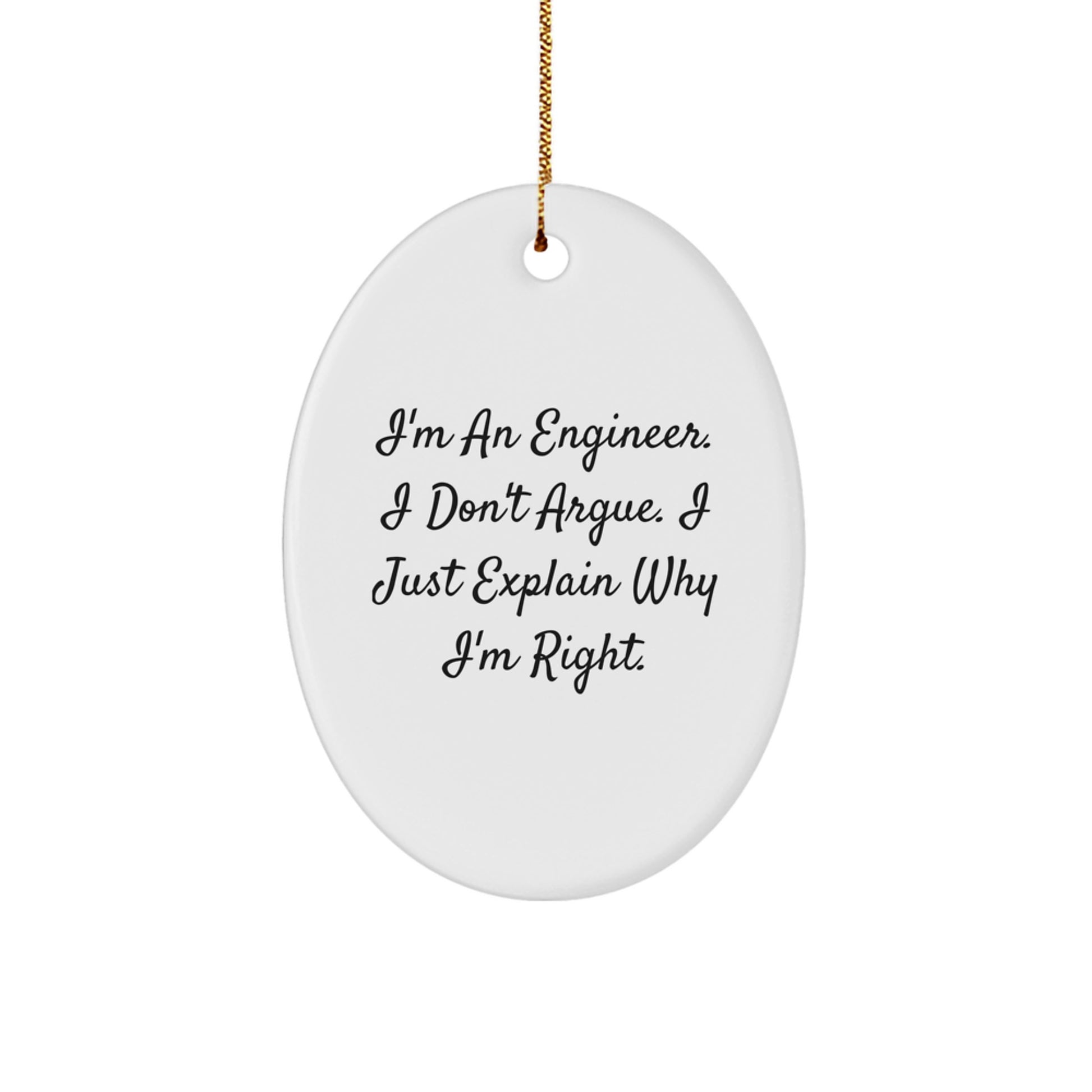 Funny Engineer Gifts from Friends - Oval Ornament for Engineer Men - Unique Christmas Unique Gift for Engineer Friends - Image 1