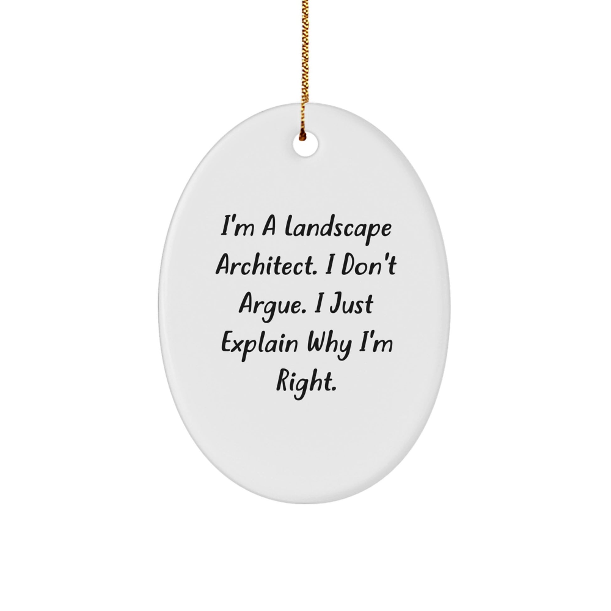 Funny Gift Ideas for Landscape Architects, Oval Ornament, Christmas Unique Gifts from Friends to Coworkers - Image 1