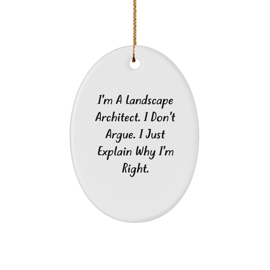 Funny Gift Ideas for Landscape Architects, Oval Ornament, Christmas Unique Gifts from Friends to Coworkers - Image 1