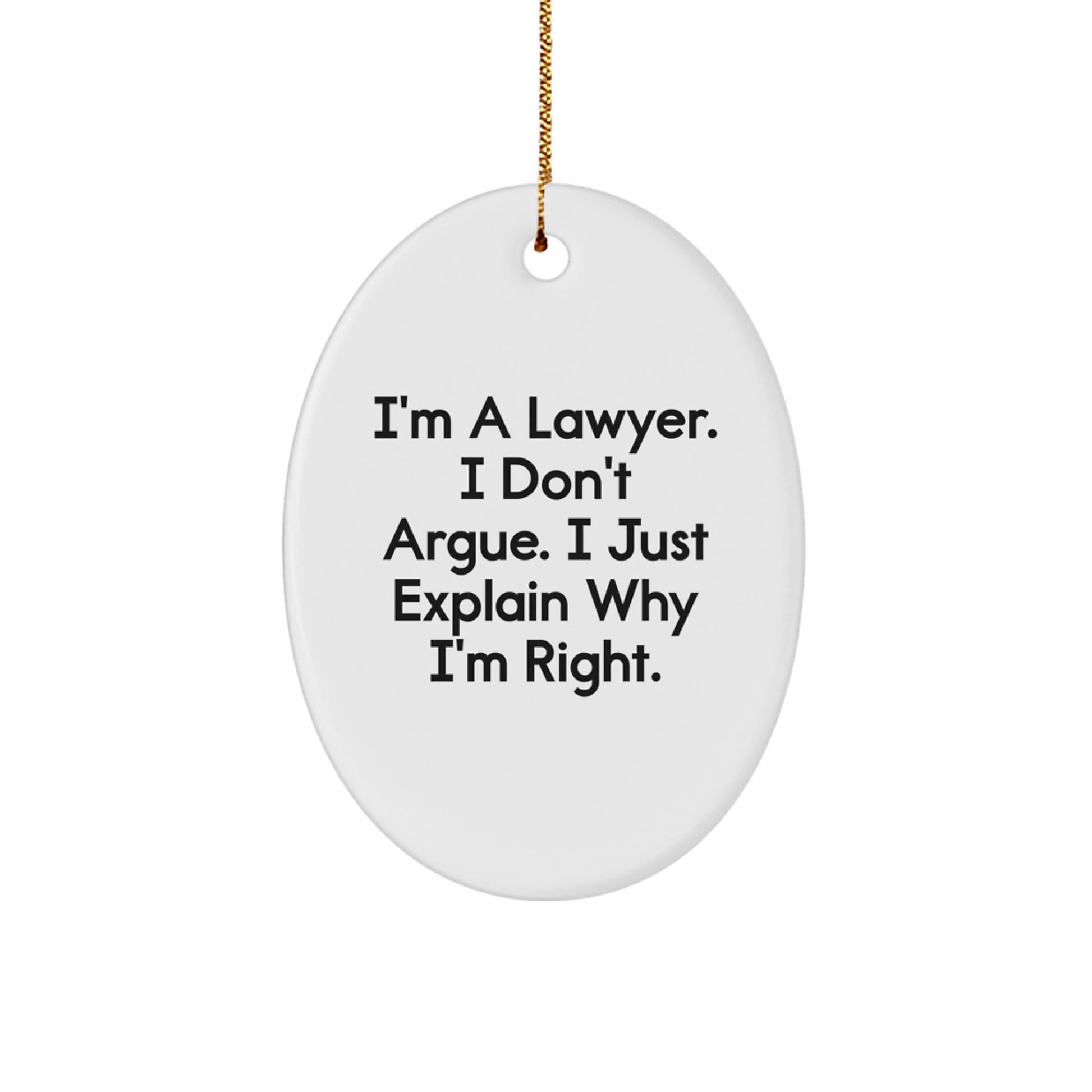 Funny Lawyer Gifts, I'm A Lawyer, Gifts from Family to Lawyer, Oval Ornament for Lawyer's Christmas Unique Gifts - Image 1